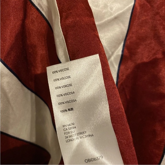 Anthropologie Maeve Maria Balloon Sleeve Striped Satin Blouse Red White 0 New - Picture 5 of 5